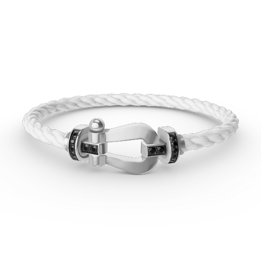 [⭐Mirelle]FORCE LARGE HORSESHOE BLACK DIAMOND BRACELET SILVER