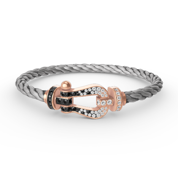 [⭐Mirelle]FORCE LARGE HORSESHOE BLACK WHITE DIAMOND BRACELET ROSE GOLD