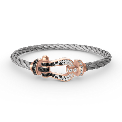 [⭐Mirelle]FORCE LARGE HORSESHOE BLACK WHITE DIAMOND BRACELET ROSE GOLD