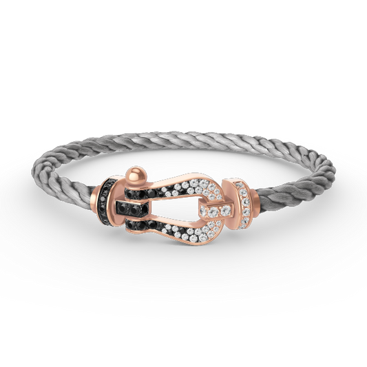 [⭐Mirelle]FORCE LARGE HORSESHOE BLACK WHITE DIAMOND BRACELET ROSE GOLD