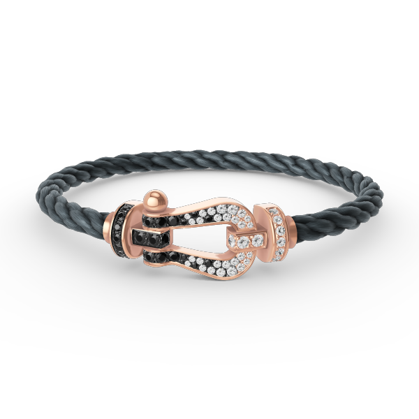 [⭐Mirelle]FORCE LARGE HORSESHOE BLACK WHITE DIAMOND BRACELET ROSE GOLD