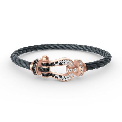 [⭐Mirelle]FORCE LARGE HORSESHOE BLACK WHITE DIAMOND BRACELET ROSE GOLD