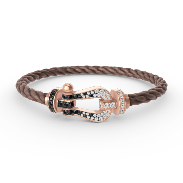 [⭐Mirelle]FORCE LARGE HORSESHOE BLACK WHITE DIAMOND BRACELET ROSE GOLD