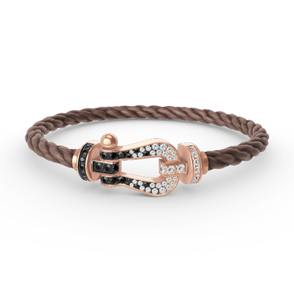 [⭐Mirelle]FORCE LARGE HORSESHOE BLACK WHITE DIAMOND BRACELET ROSE GOLD