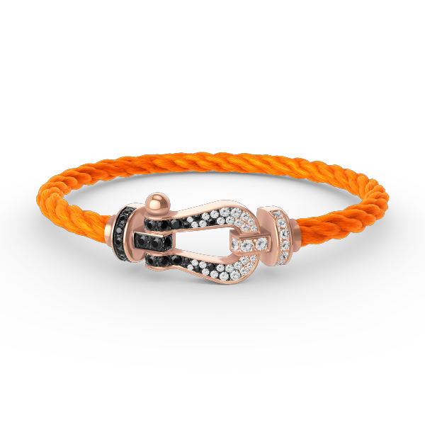 [⭐Mirelle]FORCE LARGE HORSESHOE BLACK WHITE DIAMOND BRACELET ROSE GOLD