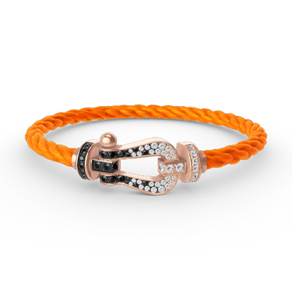 [⭐Mirelle]FORCE LARGE HORSESHOE BLACK WHITE DIAMOND BRACELET ROSE GOLD
