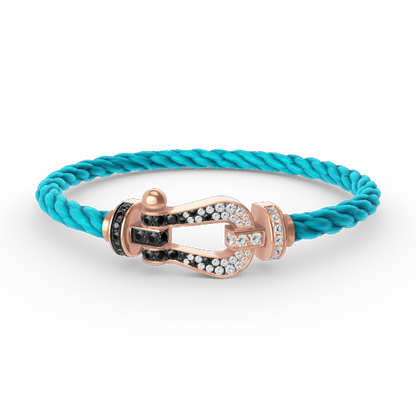 [⭐Mirelle]FORCE LARGE HORSESHOE BLACK WHITE DIAMOND BRACELET ROSE GOLD