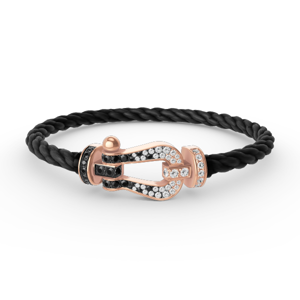 [⭐Mirelle]FORCE LARGE HORSESHOE BLACK WHITE DIAMOND BRACELET ROSE GOLD