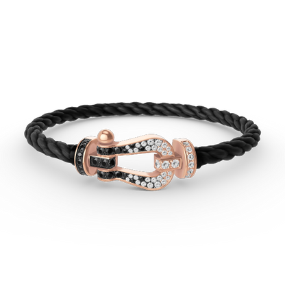 [⭐Mirelle]FORCE LARGE HORSESHOE BLACK WHITE DIAMOND BRACELET ROSE GOLD