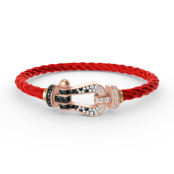 [⭐Mirelle]FORCE LARGE HORSESHOE BLACK WHITE DIAMOND BRACELET ROSE GOLD