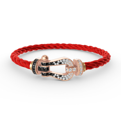 [⭐Mirelle]FORCE LARGE HORSESHOE BLACK WHITE DIAMOND BRACELET ROSE GOLD