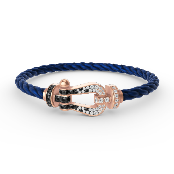 [⭐Mirelle]FORCE LARGE HORSESHOE BLACK WHITE DIAMOND BRACELET ROSE GOLD