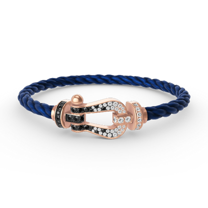 [⭐Mirelle]FORCE LARGE HORSESHOE BLACK WHITE DIAMOND BRACELET ROSE GOLD