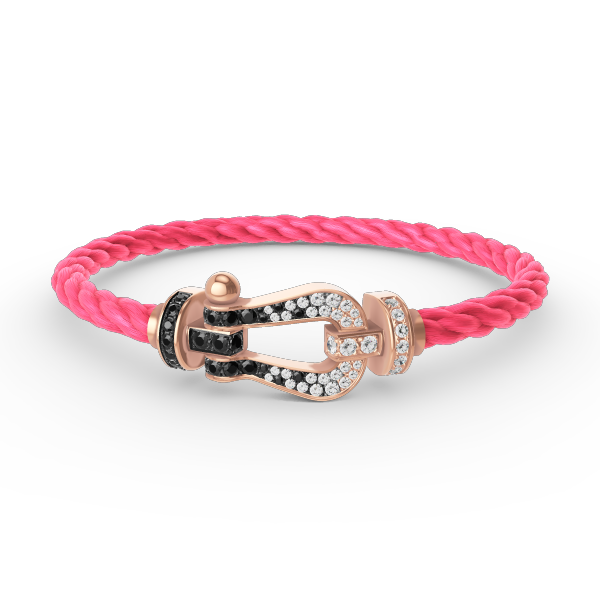 [⭐Mirelle]FORCE LARGE HORSESHOE BLACK WHITE DIAMOND BRACELET ROSE GOLD