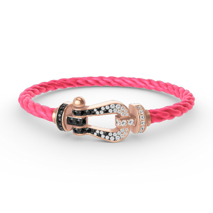 [⭐Mirelle]FORCE LARGE HORSESHOE BLACK WHITE DIAMOND BRACELET ROSE GOLD