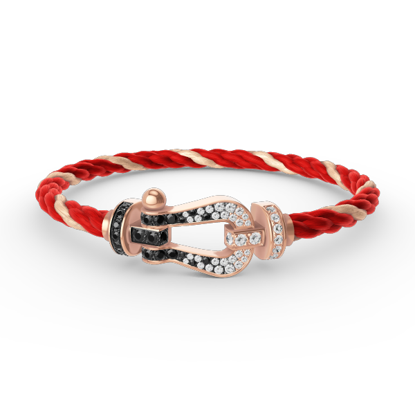 [⭐Mirelle]FORCE LARGE HORSESHOE BLACK WHITE DIAMOND BRACELET ROSE GOLD