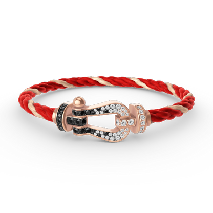 [⭐Mirelle]FORCE LARGE HORSESHOE BLACK WHITE DIAMOND BRACELET ROSE GOLD