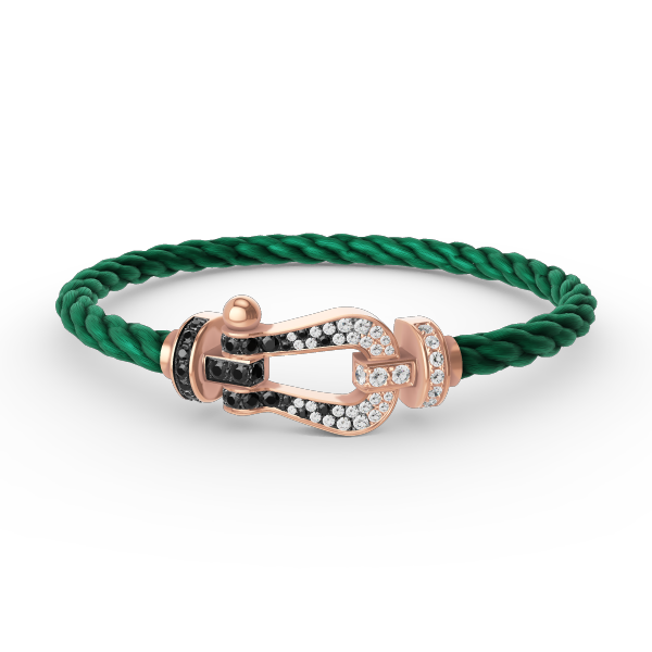 [⭐Mirelle]FORCE LARGE HORSESHOE BLACK WHITE DIAMOND BRACELET ROSE GOLD