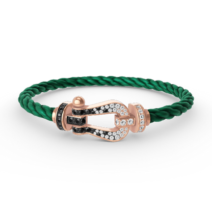 [⭐Mirelle]FORCE LARGE HORSESHOE BLACK WHITE DIAMOND BRACELET ROSE GOLD