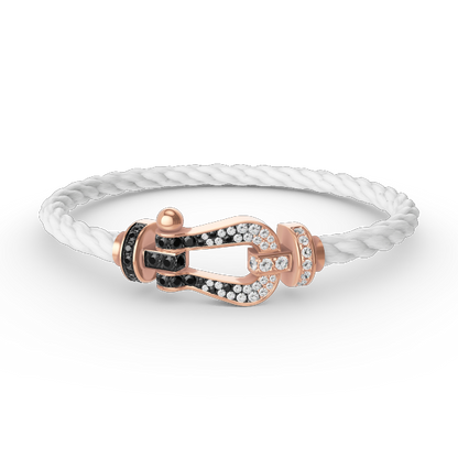 [⭐Mirelle]FORCE LARGE HORSESHOE BLACK WHITE DIAMOND BRACELET ROSE GOLD