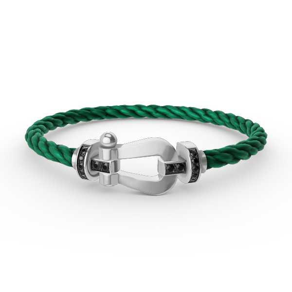 [⭐Mirelle]FORCE LARGE HORSESHOE BLACK DIAMOND BRACELET SILVER