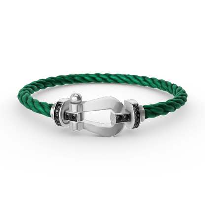 [⭐Mirelle]FORCE LARGE HORSESHOE BLACK DIAMOND BRACELET SILVER