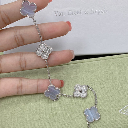 [⭐Mirelle] CLOVER 5 MOTIF PURPLE CHALCEDONY BRACELET COLLECTION