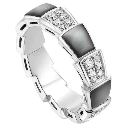 [⭐Mirelle]SERPENTI RING SILVER DIAMOND BLACK MOP 4MM