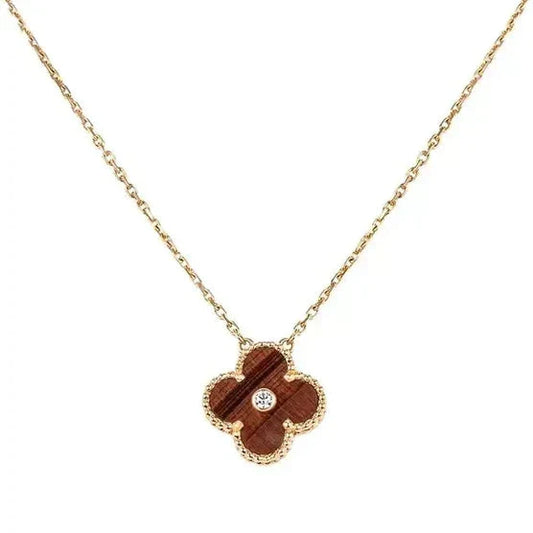 [⭐Mirelle]CLOVER 15MM DIAMOND AND YELLOW TIGER'S EYE AGATE necklace