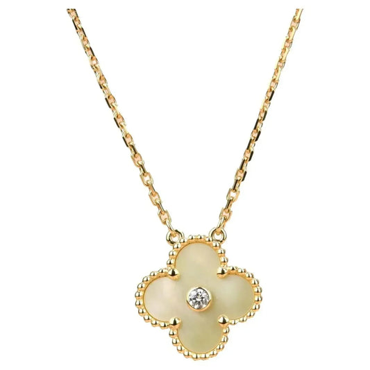 [⭐Mirelle]CLOVER 15MM DIAMOND GOLD MOTHER OF PEARL NECKLACE