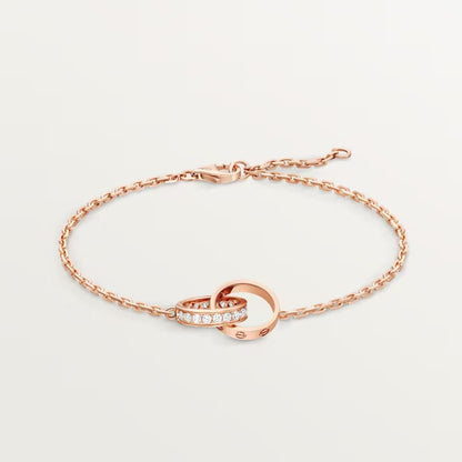 [⭐Mirelle]LOVE DOUBLE RING HALF DIAMOND BRACELET