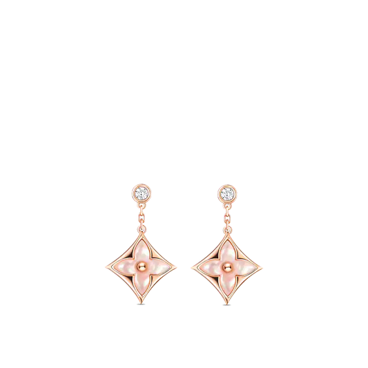 [⭐Mirelle]DOUBLE STAR PINK GOLD MOP DROP EARRINGS