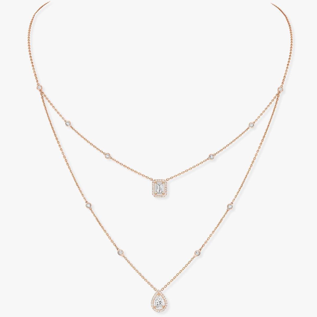 [⭐Mirelle]MY TWIN 2 ROW DIAMOND NECKLACE