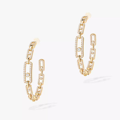 [[⭐Mirelle]Move Link Diamond Hoop Earrings