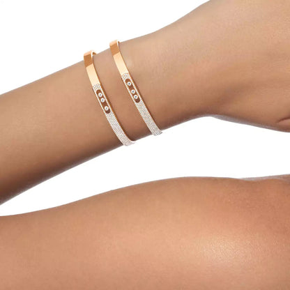[⭐Mirelle]Move Noa Rose Gold Pavé Diamond Bangle Bracelet