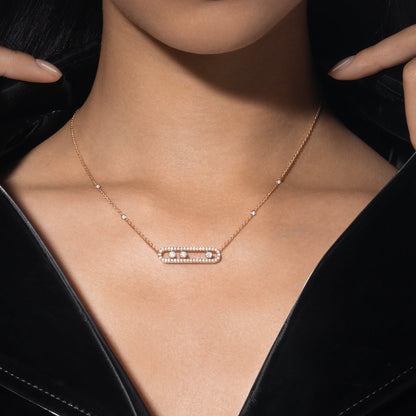 [⭐Mirelle] Move Pave_ Rose Gold Diamond Necklace
