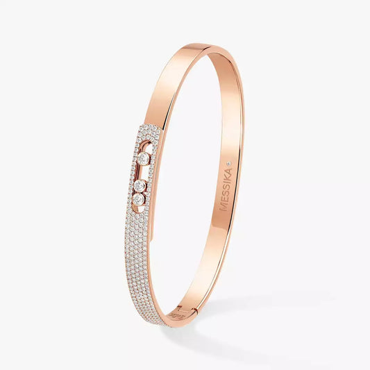 [⭐Mirelle]Move Noa Rose Gold Pavé Diamond Bangle Bracelet