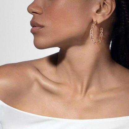 [[⭐Mirelle]Move Link Diamond Hoop Earrings