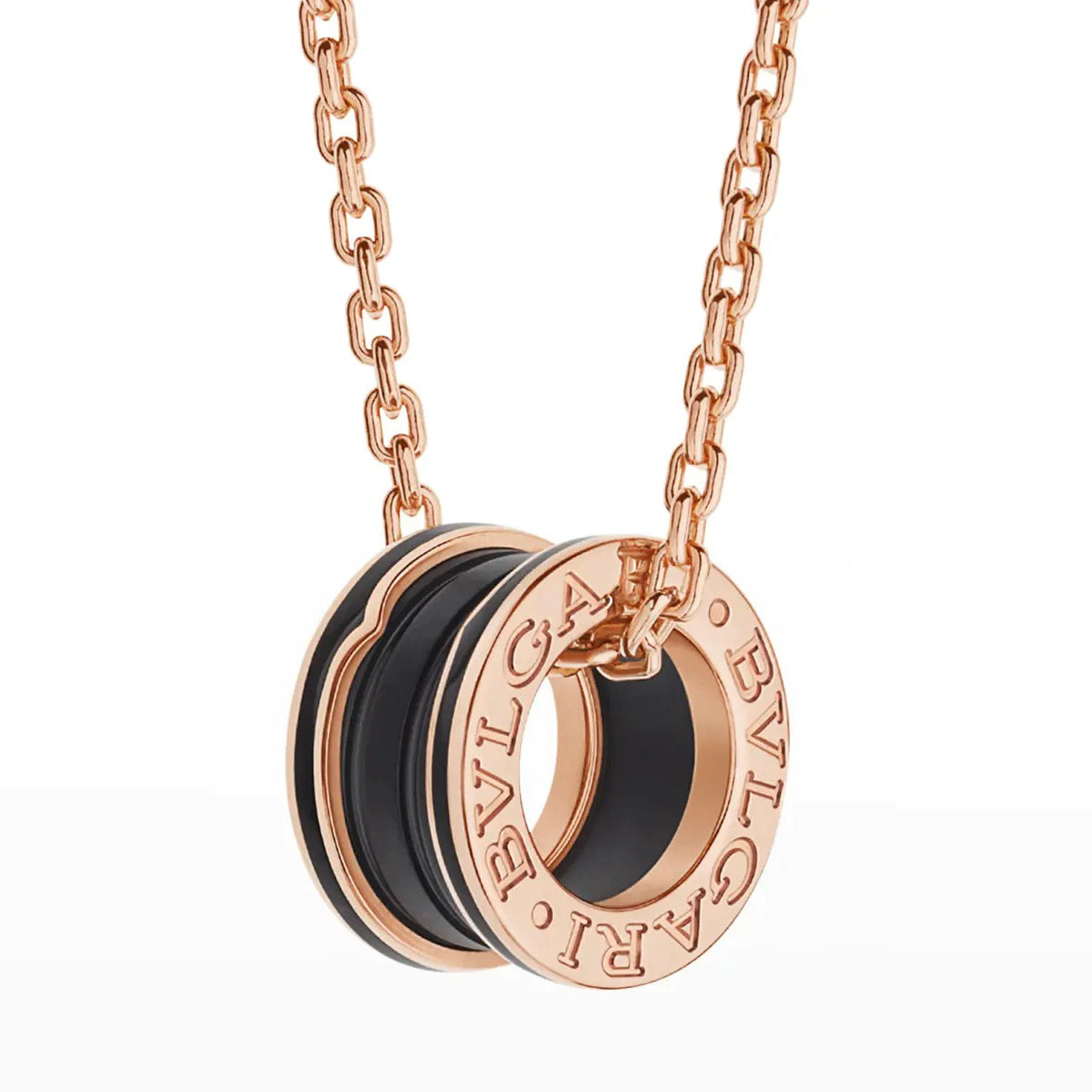 [⭐Mirelle]ZERO 1 BLACK CERAMIC PINK GOLD NECKLACE