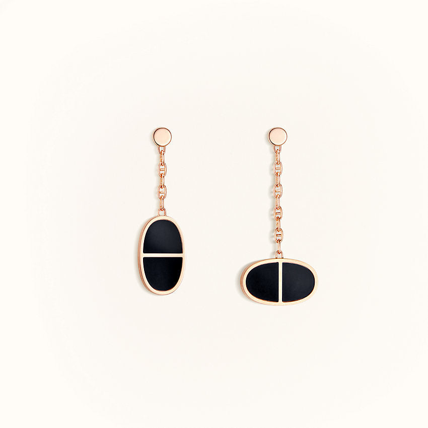 [⭐Mirelle]CHAINE VERSO BLACK CERAMIC EARRINGS