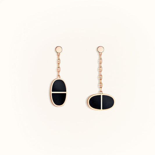 [⭐Mirelle]CHAINE VERSO BLACK CERAMIC EARRINGS