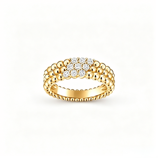 [⭐Mirelle] THREE-ROW DIAMOND RING