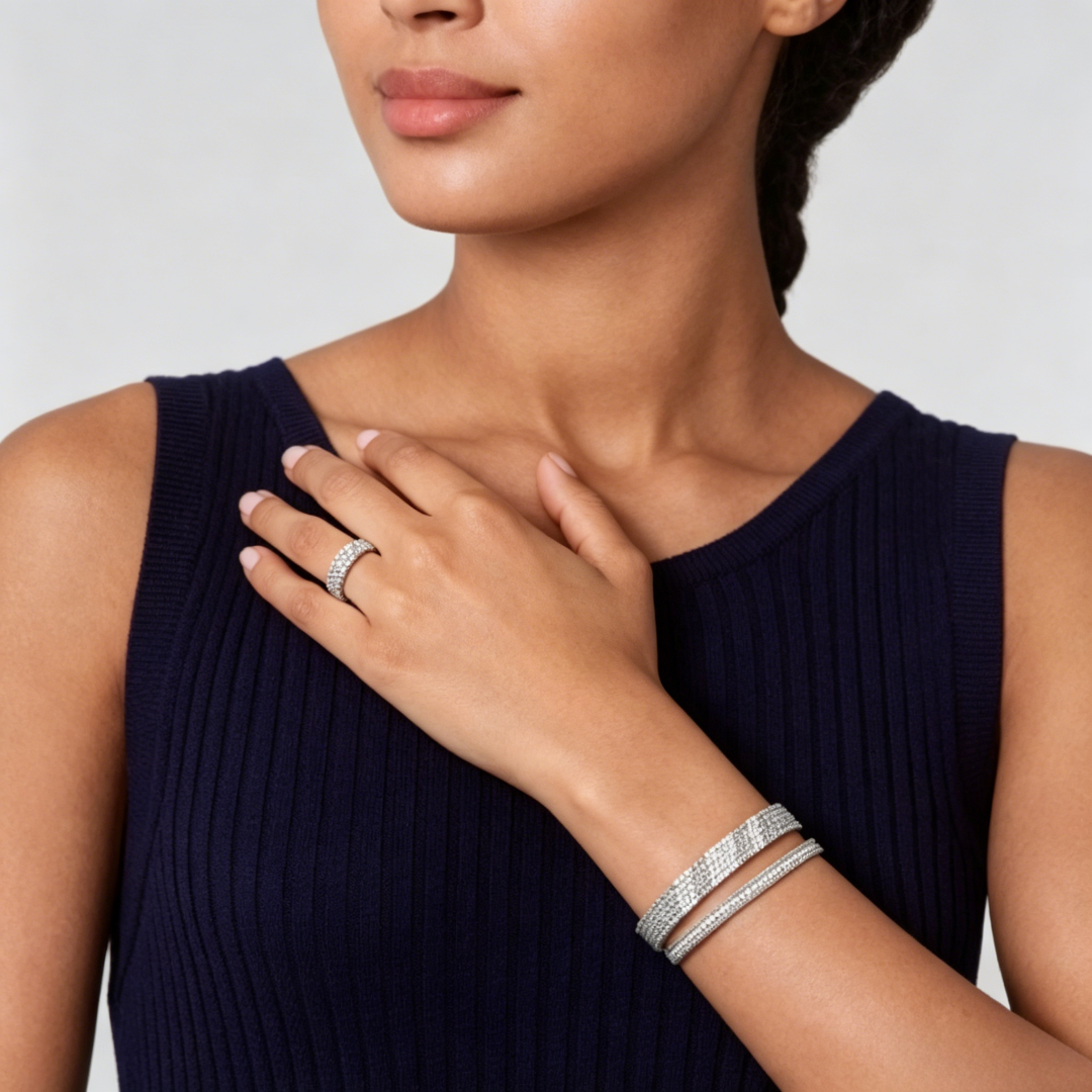 [⭐Mirelle] THREE-ROW DIAMOND RING