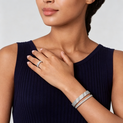 [⭐Mirelle] THREE-ROW DIAMOND RING