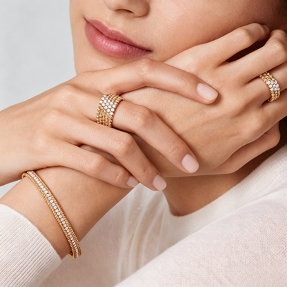 [⭐Mirelle] THREE-ROW DIAMOND RING