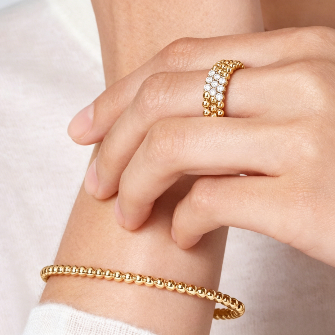 [⭐Mirelle] THREE-ROW DIAMOND RING