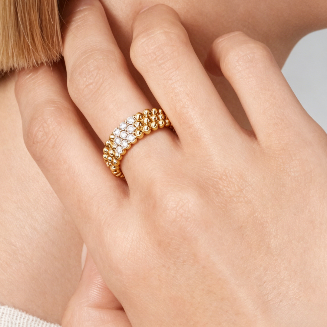 [⭐Mirelle] THREE-ROW DIAMOND RING