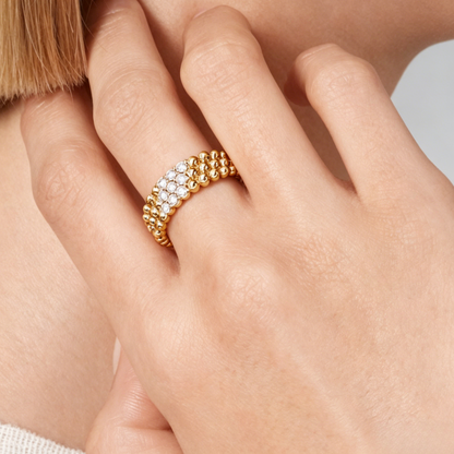 [⭐Mirelle] THREE-ROW DIAMOND RING