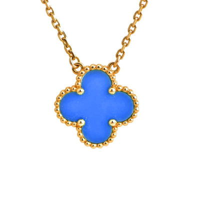 [⭐Mirelle]CLOVER 15MM BLUE AGATE NECKLACE