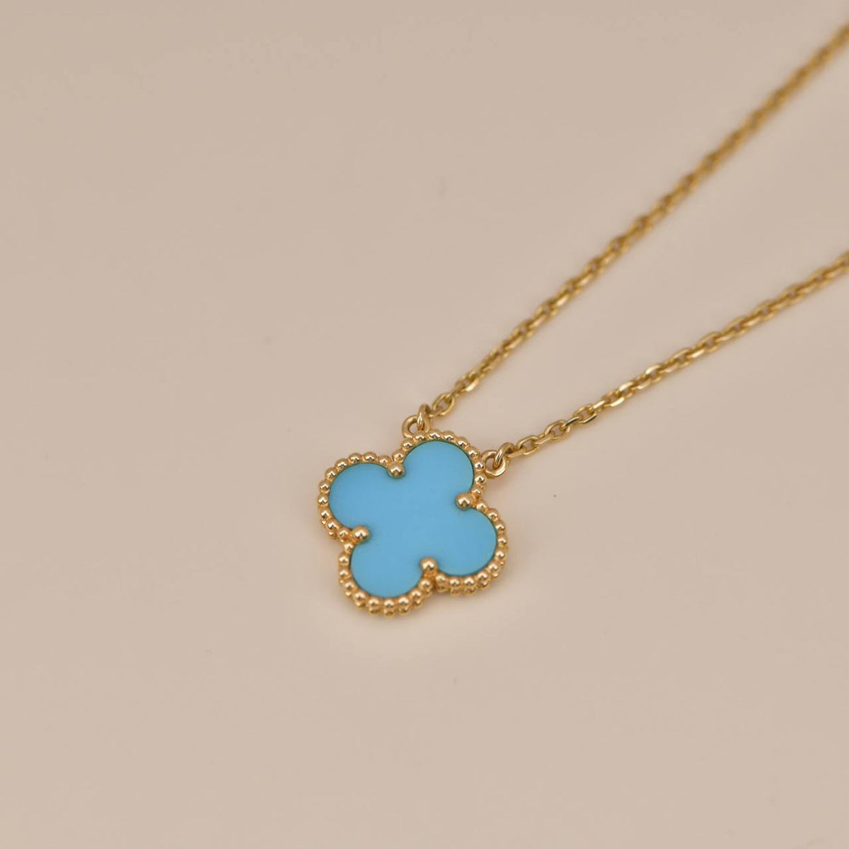 [⭐Mirelle]CLOVER 15MM VINTAGE TURQUOISE NECKLACE